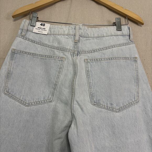 MNG by Mango Womens Boho Festival Denim Jeans Size 8 Lt Wash Wide Leg Cut Out - Picture 9 of 10
